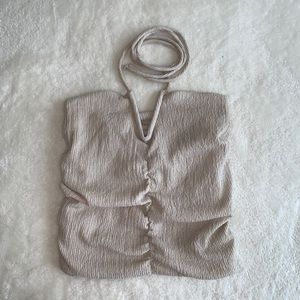 Nude tie up halter top